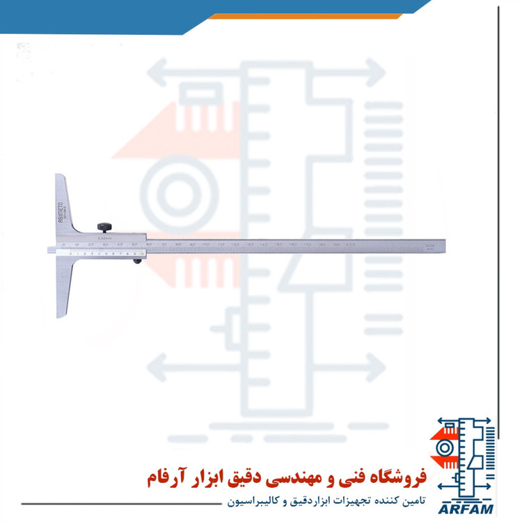 کولیس عمق سنج ورنیه آسیمتو لبه دار 200 میلی متر مدل 2-08-322