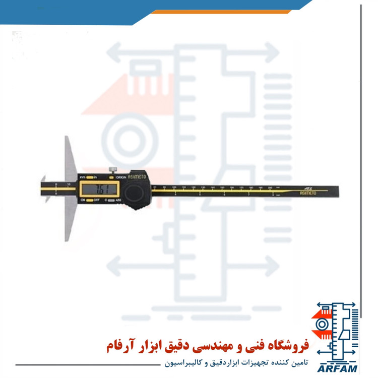 کولیس عمق سنج دیجیتال آسیمتو دو لبه 200 میلی متر مدل 7-08-323